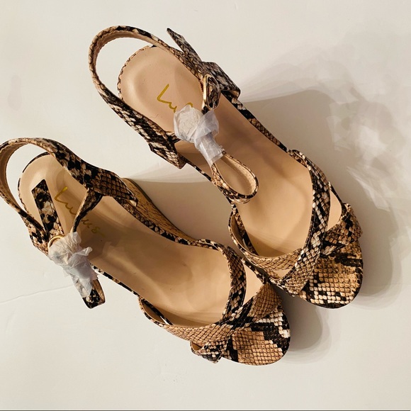NWT Lulu’s Snakeskin Open Toe Sandals - Picture 3 of 5